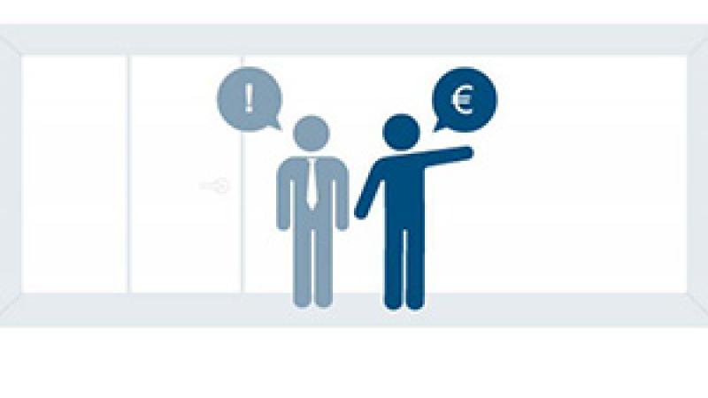 Illustratie van 2 personen in gesprek over geld