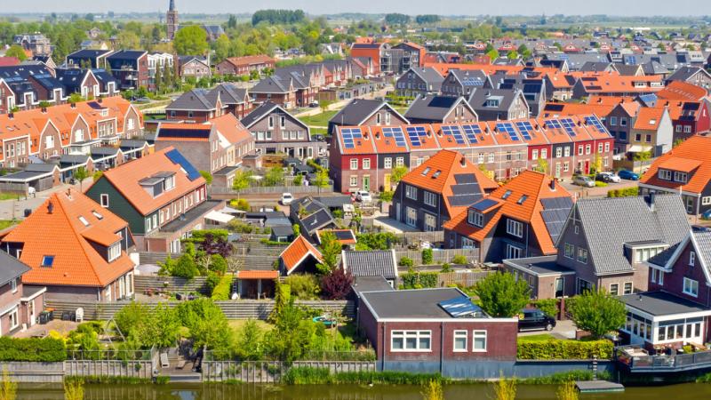 Luchtfoto met huizen