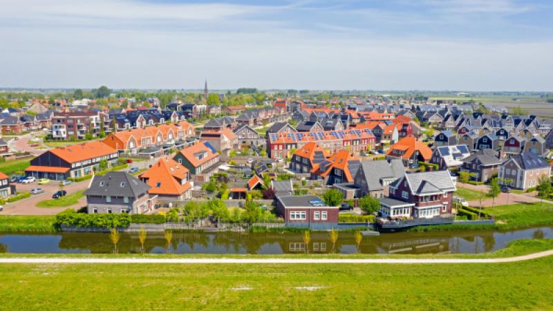 Luchtfoto met huizen
