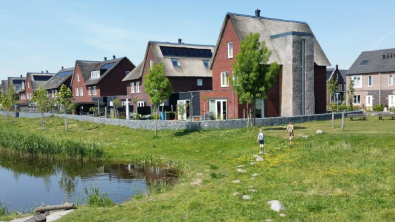 Nieuwbouwwijk in groene buurt aan het water