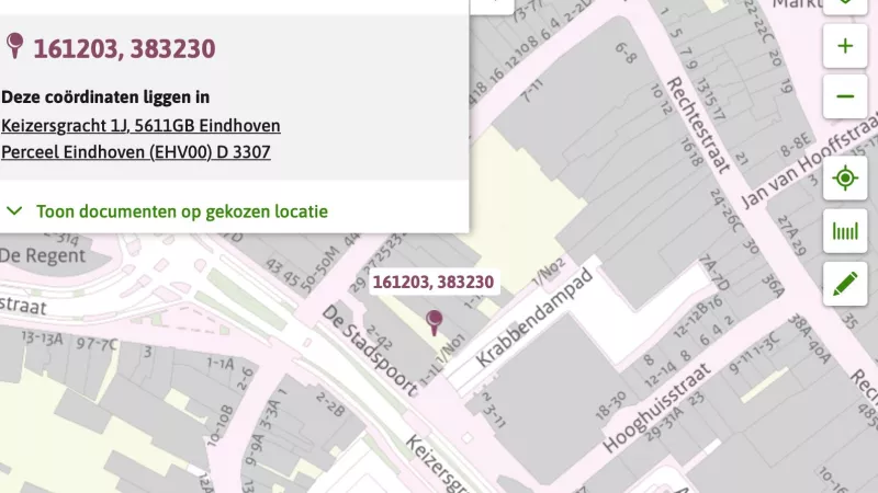 Screenshot Keizersgracht Eindhoven regels op de kaart