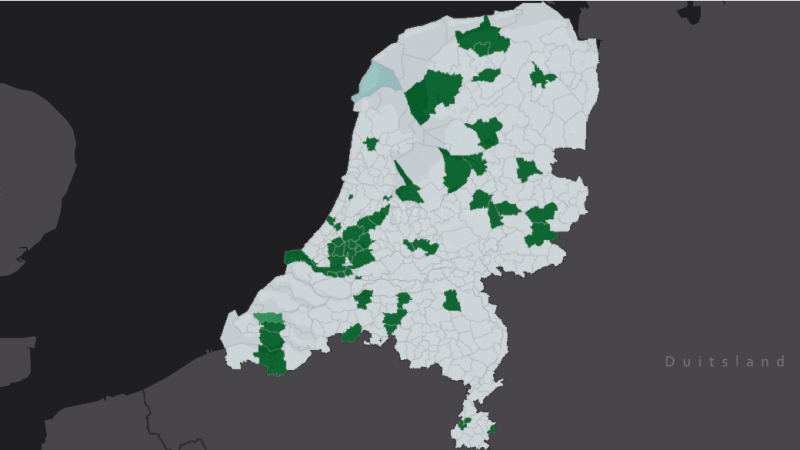 Kaart van Nederland met markering welke gegevens al bekend zijn