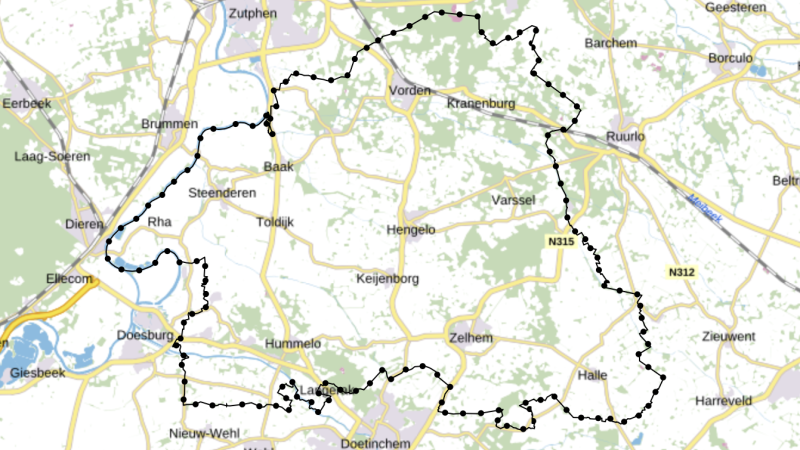 Screenshot van gemeente Bronckhorst in regels op de kaart
