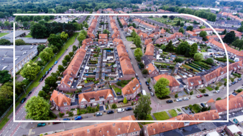 Luchtfoto van een woonwijk