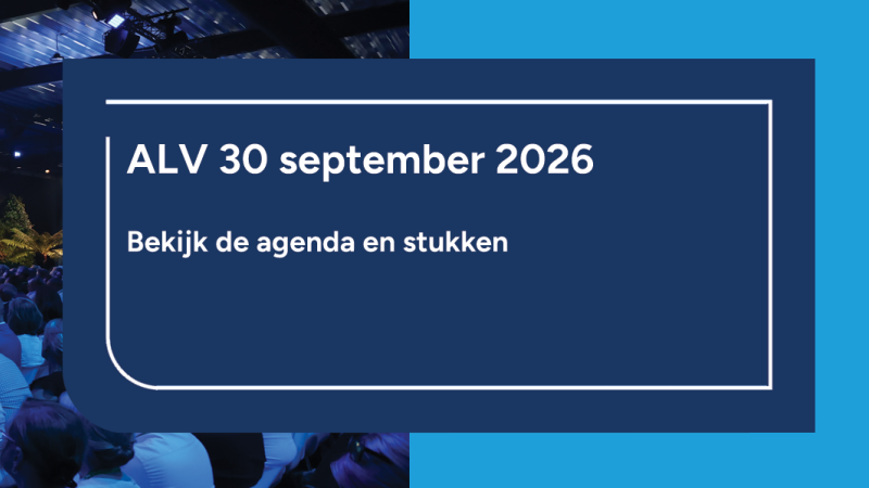 Banner met foto van de ALV VNG