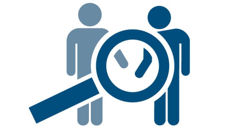 Illustratie van vergrootglas op 2 personen die contact hebben