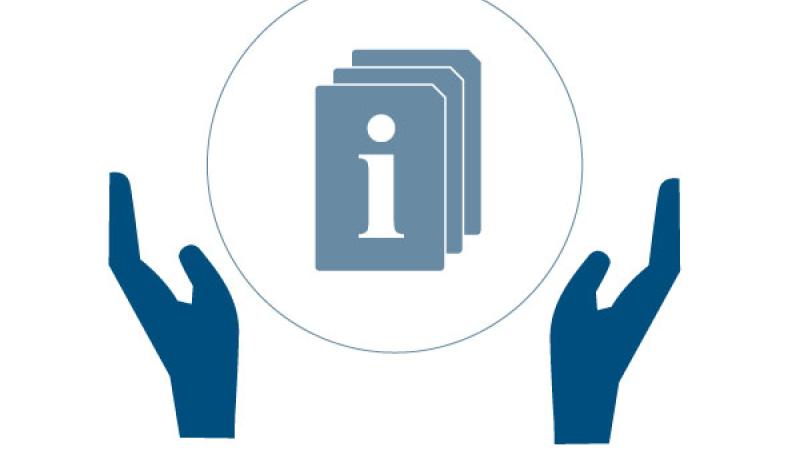 Illustratie van 2 handen die voorzichtig reiken naar documenten