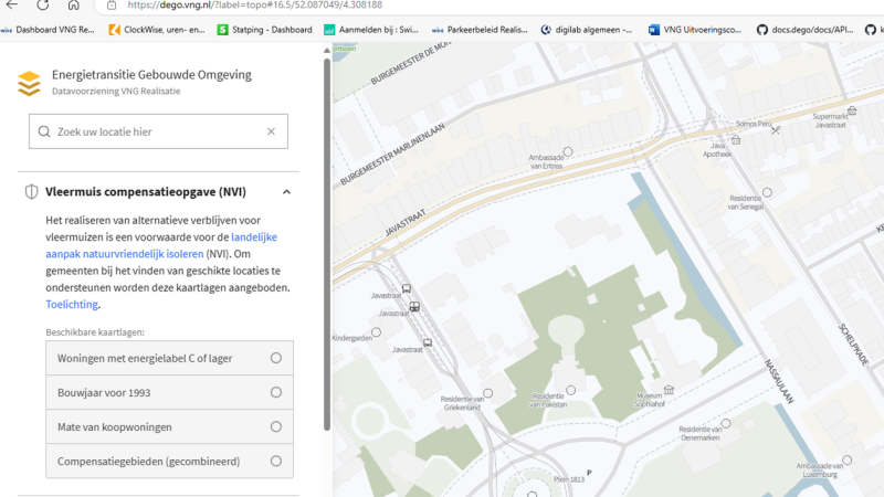 Screenshot van de laag 'vleermuis compensatieopgave' in DEGO