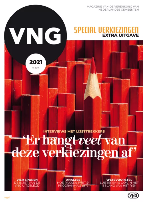Cover van de verkiezingsspecial 2021 van VNG Magazine 